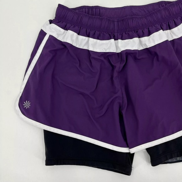 Athleta Active Shorts Women's Size‎ S Purple Zip Pocket Lined Gym Yoga - Picture 2 of 9